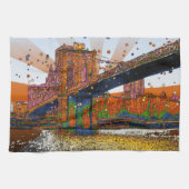 Psychedelic NYC: Brooklyn Bridge #1 Theedoek (Horizontaal)