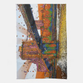 Psychedelic NYC: Brooklyn Bridge #1 Theedoek (Verticaal)