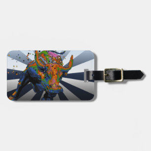 Psychedelic NYC: Charging Bull of Wall Street Bagagelabel