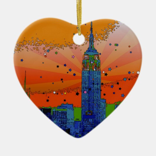 Psychedelic NYC: Empire State Building #3 Keramisch Ornament (Voorkant)