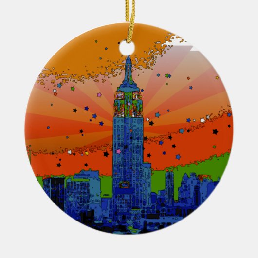 Psychedelic NYC: Empire State Building #3 Keramisch Ornament (Voorkant)
