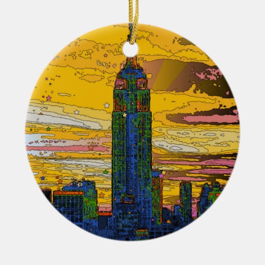 Psychedelic NYC: Empire State Building B4 Keramisch Ornament (Voorkant)