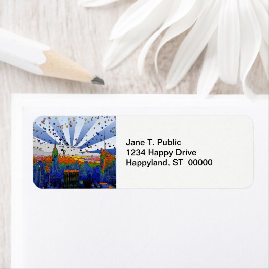 Psychedelic NYC: ESB Wide Skyline Uitzicht Etiket (Insitu)