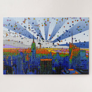 Psychedelic NYC: ESB Wide Skyline Uitzicht Legpuzzel