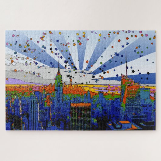 Psychedelic NYC: ESB Wide Skyline Uitzicht Legpuzzel (Horizontaal)