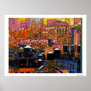 Psychedelic NYC: NYC-watertorens in de winter #9 Poster