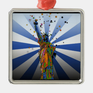 Psychedelic NYC: Statue of Liberty #2 Metalen Ornament
