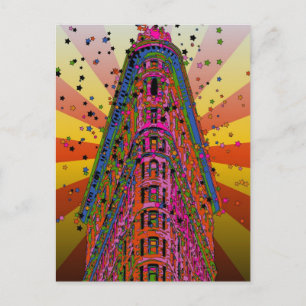 Psychedelic NYC - Top van het Flatiron Building A2 Briefkaart
