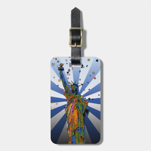 Psychedelic NYC: Vrijheidsbeeld 2 Bagagelabel (Voorkant verticaal)