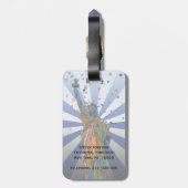 Psychedelic NYC: Vrijheidsbeeld 2 Bagagelabel (Achterkant verticaal)