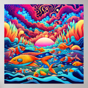 Psychedelic Ocean Poster