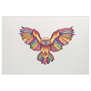 Psychedelic Owl in vlucht Stof