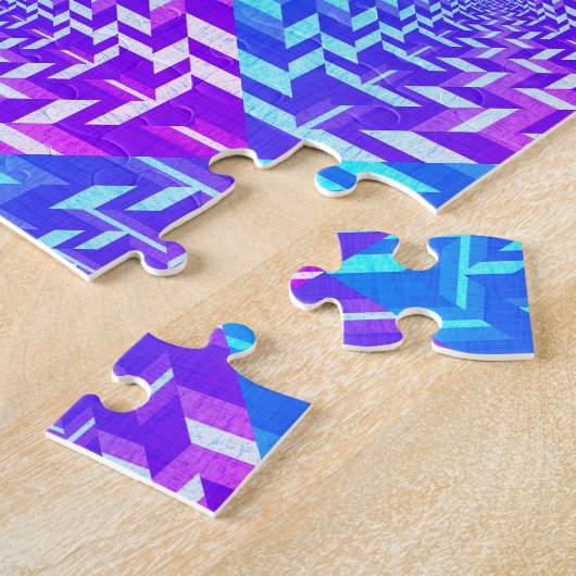 Psychedelic Paars Blue Square in Square Puzzle Legpuzzel (Zijkant)