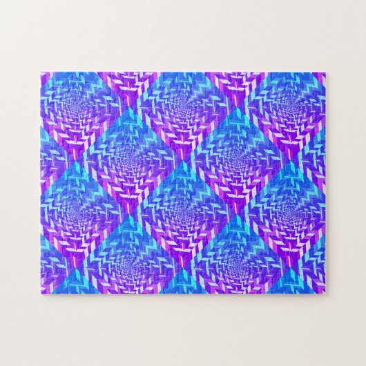 Psychedelic Paars Blue Square in Square Puzzle Legpuzzel (Horizontaal)