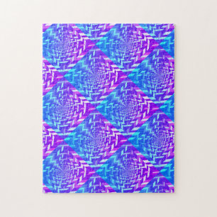 Psychedelic Paars Blue Square in Square Puzzle Legpuzzel
