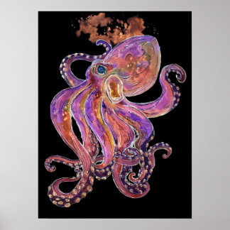 Psychedelic Paars Deep Zee Kraken Poster