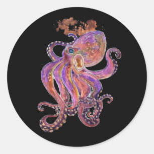 Psychedelic Paars Deep Zee Kraken Ronde Sticker