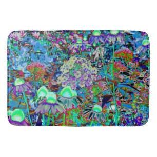 Psychedelic Paars en Lime Green Garden Flowers Badmat