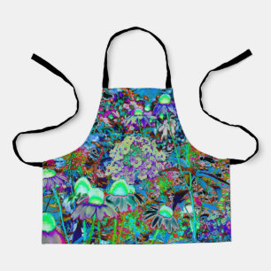 Psychedelic Paars en Lime Green Garden Flowers Schort