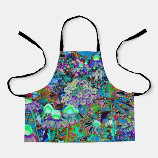 Psychedelic Paars en Lime Green Garden Flowers Schort (Voorkant)