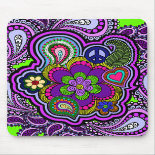 Psychedelic Paars Paisley Mousepad Muismat