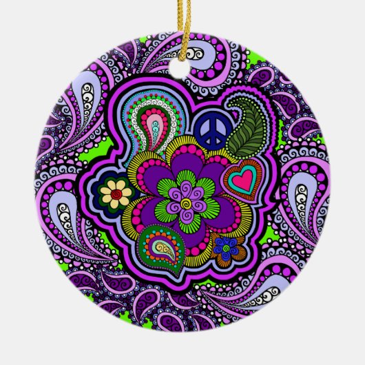 Psychedelic Paars Paisley Ornament (Voorkant)