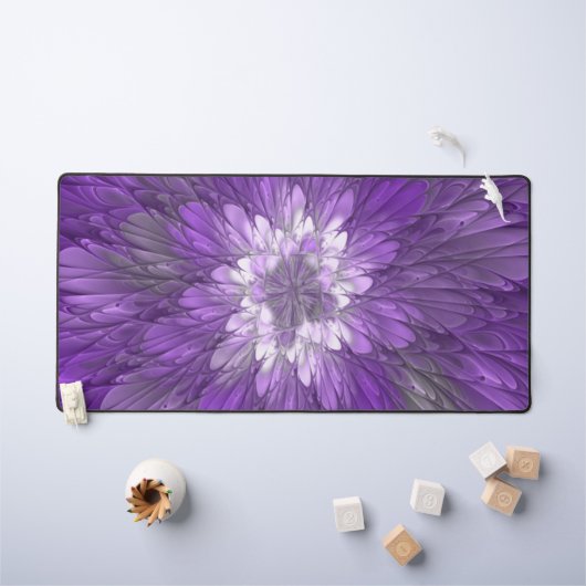 Psychedelic Paarse Flower Abstract fractal Art Bureaumat (Kindertafel)
