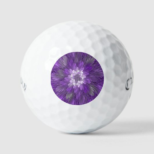 Psychedelic Paarse Flower Abstract fractal Art Golfballen (Voorkant)