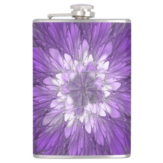 Psychedelic Paarse Flower Abstract fractal Art Heupfles (Voorkant)