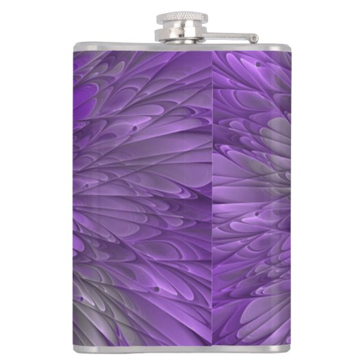 Psychedelic Paarse Flower Abstract fractal Art Heupfles (Achterkant)