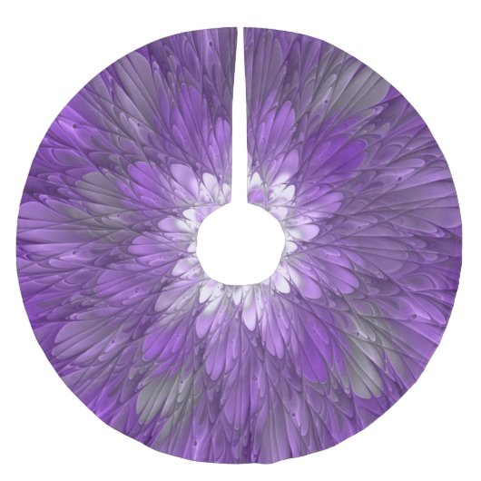 Psychedelic Paarse Flower Abstract fractal Art Kerstboom Rok (Voorkant)