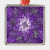 Psychedelic Paarse Flower Abstract fractal Art Metalen Ornament (Voorkant)