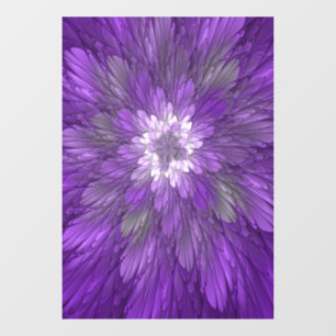 Psychedelic Paarse Flower Abstract fractal Art Raamsticker