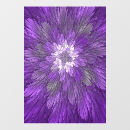 Psychedelic Paarse Flower Abstract fractal Art Raamsticker (Vel)