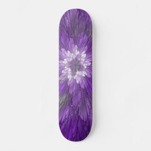 Psychedelic Paarse Flower Abstract fractal Art Skateboard