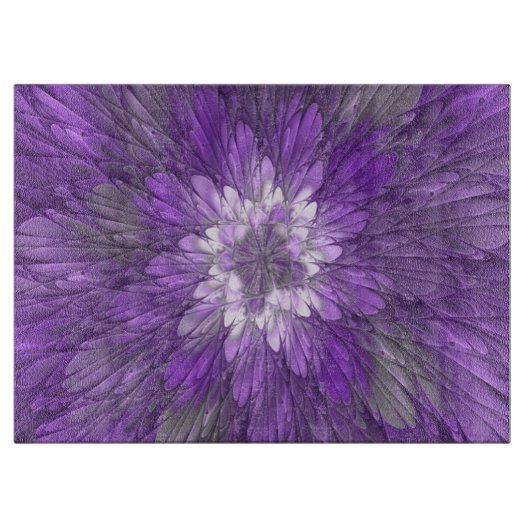 Psychedelic Paarse Flower Abstract fractal Art Snijplank (Voorkant)