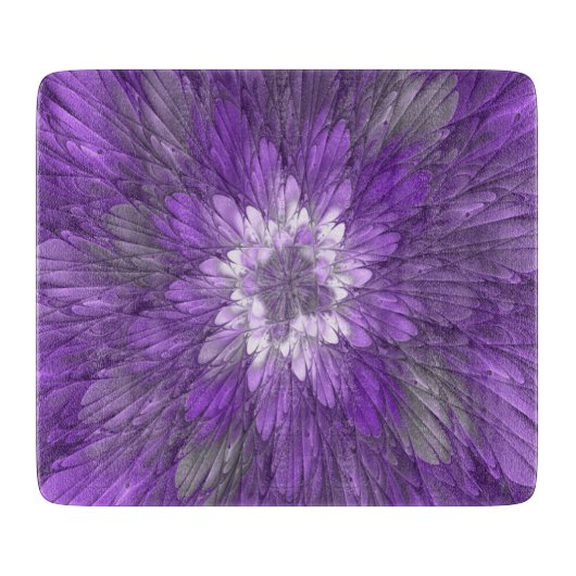 Psychedelic Paarse Flower Abstract fractal Art Snijplank (Voorkant)
