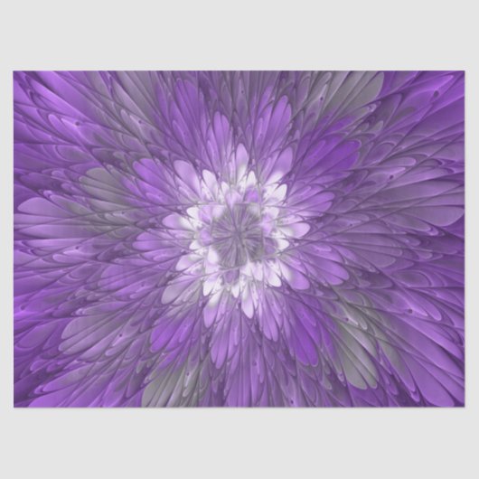 Psychedelic Paarse Flower Abstract fractal Art Tissuepapier (Voorkant)