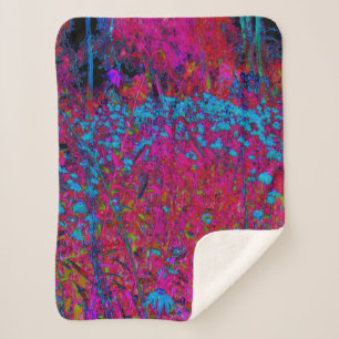 Psychedelic Paarse Lily Flower Magenta Garden Sherpa Deken