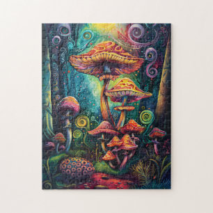 Psychedelic paddenstoelen Funky kleurrijke kunstwe Legpuzzel