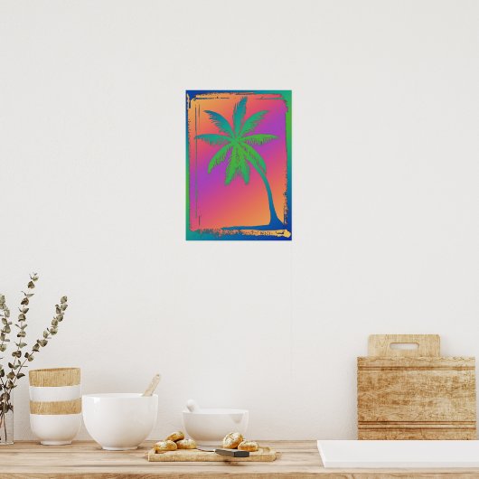 Psychedelic Palm Tree Poster (Keuken)