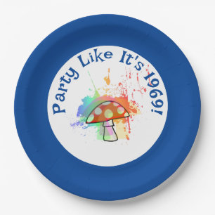Psychedelic Party like it's Amanita Mushroom 1969 Papieren Bordje
