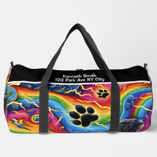 Psychedelic Paw Print Pet Adventure Monogram Plunjezak (Voorkant)
