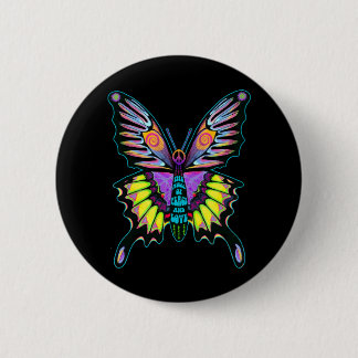 Psychedelic Peace Butterfly Ronde Button 5,7 Cm