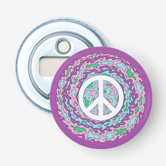 Psychedelic Peace Button Flesopener (Voorkant)
