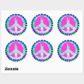 Psychedelic Peace Sign Abstract Ronde Sticker (Vel)