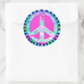 Psychedelic Peace Sign Abstract Ronde Sticker (Tas)