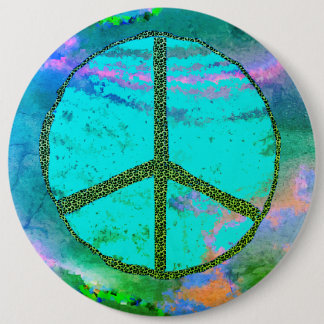 Psychedelic Peace Sign Colossal Button