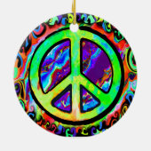 Psychedelic Peace Sign Kerstmis Keramisch Ornament (Achterkant)