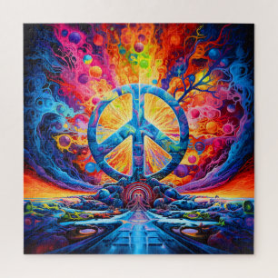 Psychedelic Peace Sign Legpuzzel